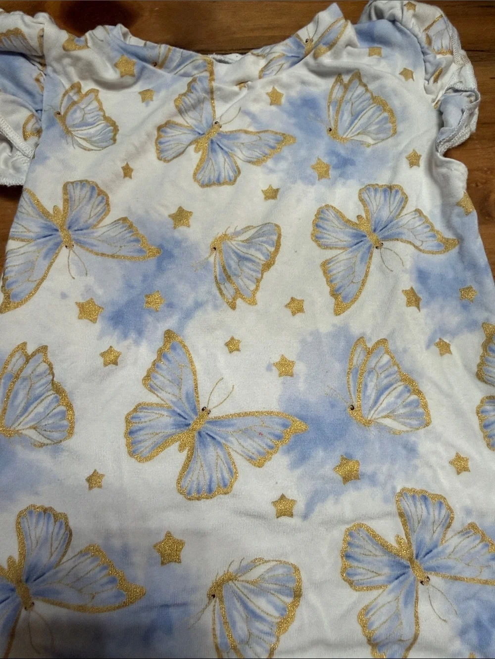 Bums & Roses Blue & Gold Butterfly Pajama Set - 4T